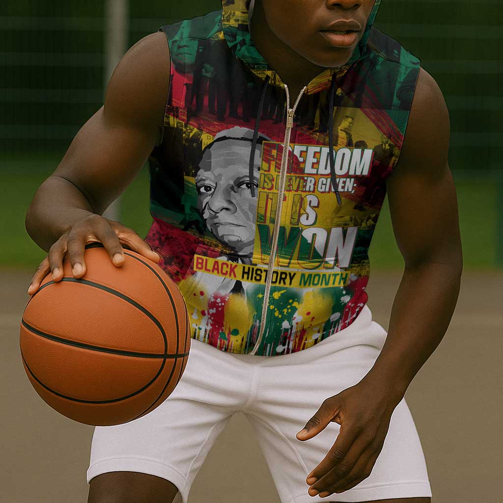 Freedom Is Never Given It Is Won Sleeveless Zip Hoodie Asa Philip Randolph - African Pride