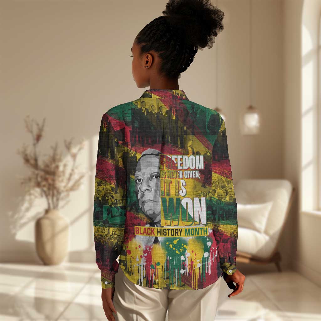 Freedom Is Never Given It Is Won Women Casual Shirt Asa Philip Randolph DT02