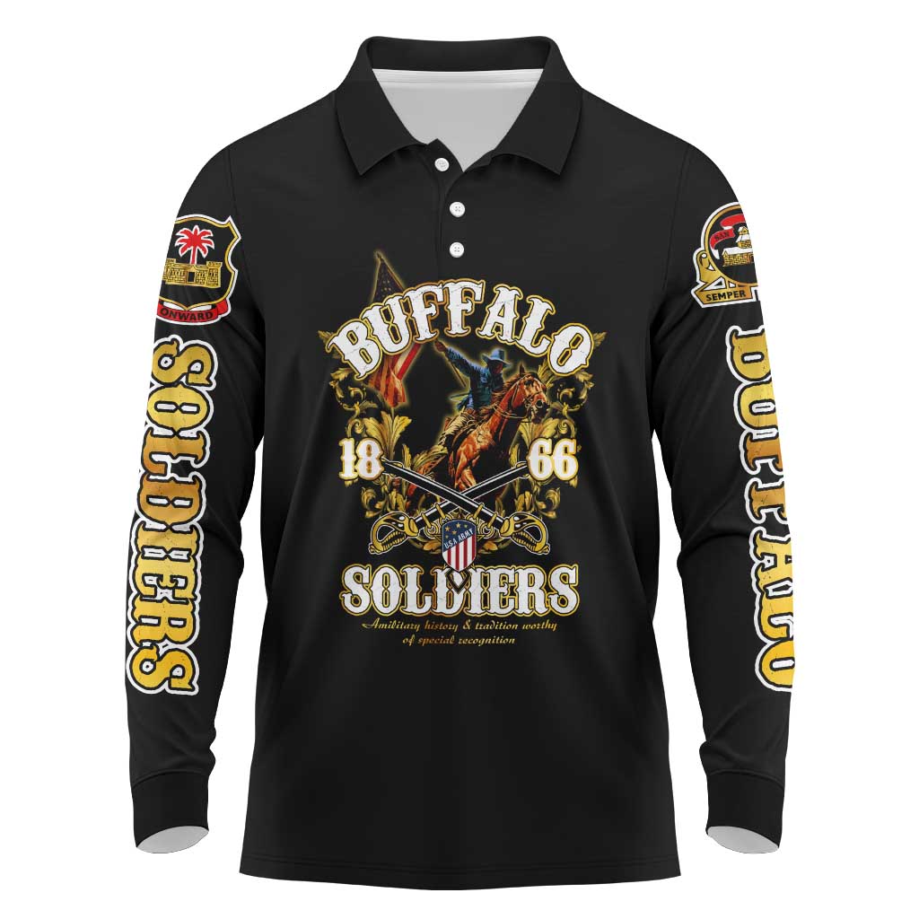 Buffalo Soldiers Long Sleeve Polo Shirt American American Legend 1866-1944
