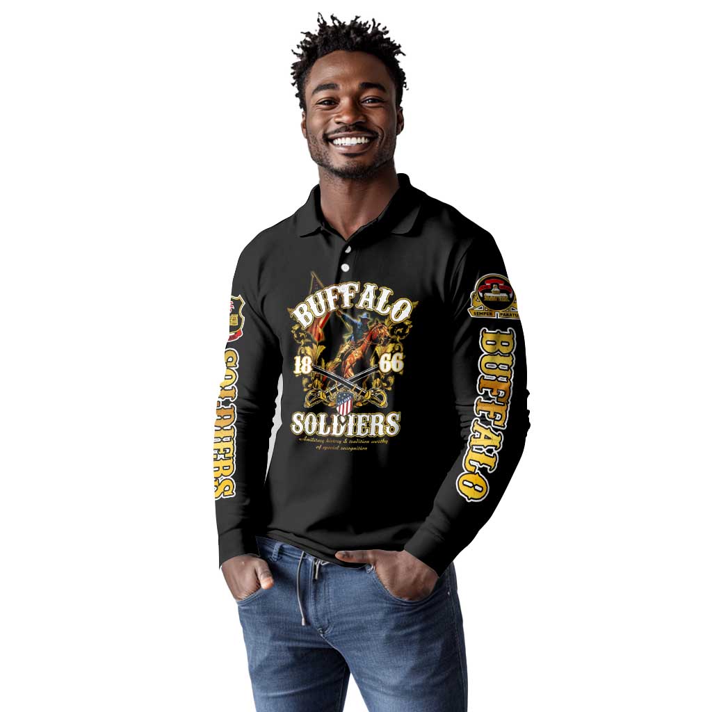 Buffalo Soldiers Long Sleeve Polo Shirt American American Legend 1866-1944