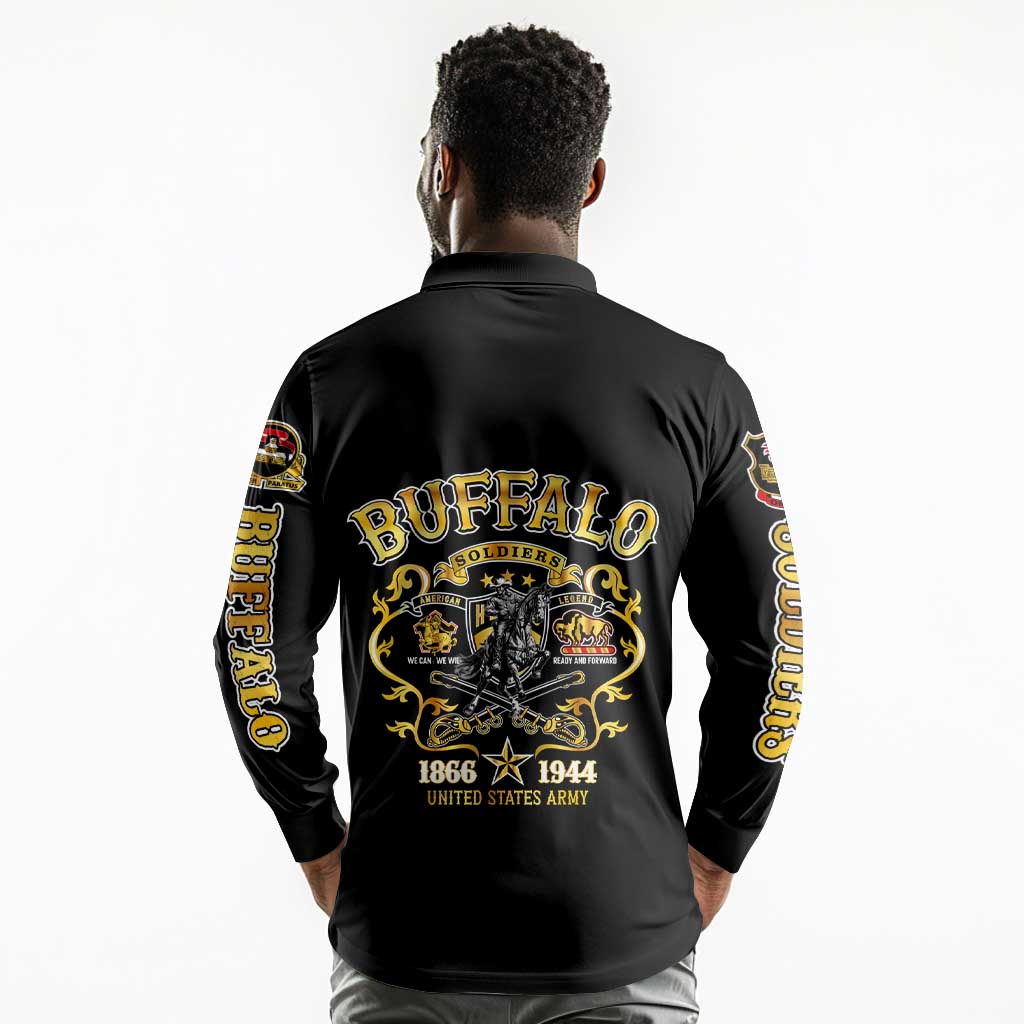 Buffalo Soldiers Long Sleeve Polo Shirt American American Legend 1866-1944