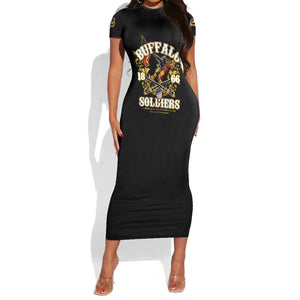 Buffalo Soldiers Short Sleeve Bodycon Dress American American Legend 1866-1944 DT02
