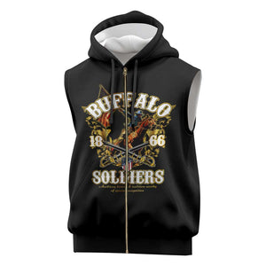 Buffalo Soldiers Sleeveless Zip Hoodie American American Legend 1866-1944 - African Pride