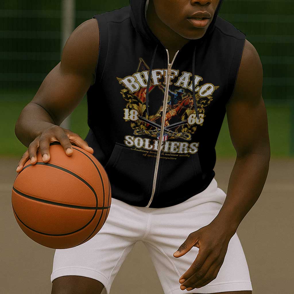 Buffalo Soldiers Sleeveless Zip Hoodie American American Legend 1866-1944 - African Pride