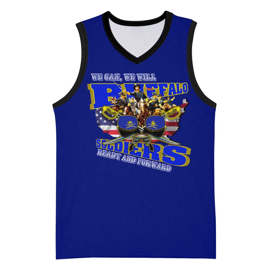 We Can We Will Buffalo Soldiers Basketball Jersey Us Army Ready and Forward - African Pride