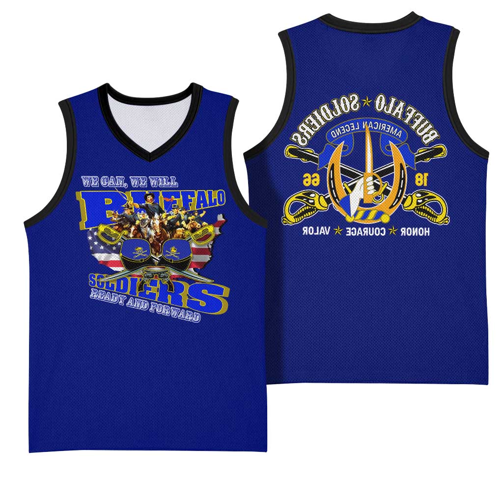 We Can We Will Buffalo Soldiers Basketball Jersey Us Army Ready and Forward - African Pride