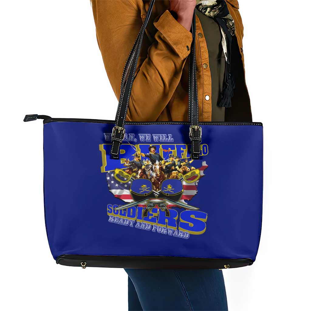 We Can We Will Buffalo Soldiers Leather Tote Bag Us Army Ready and Forward