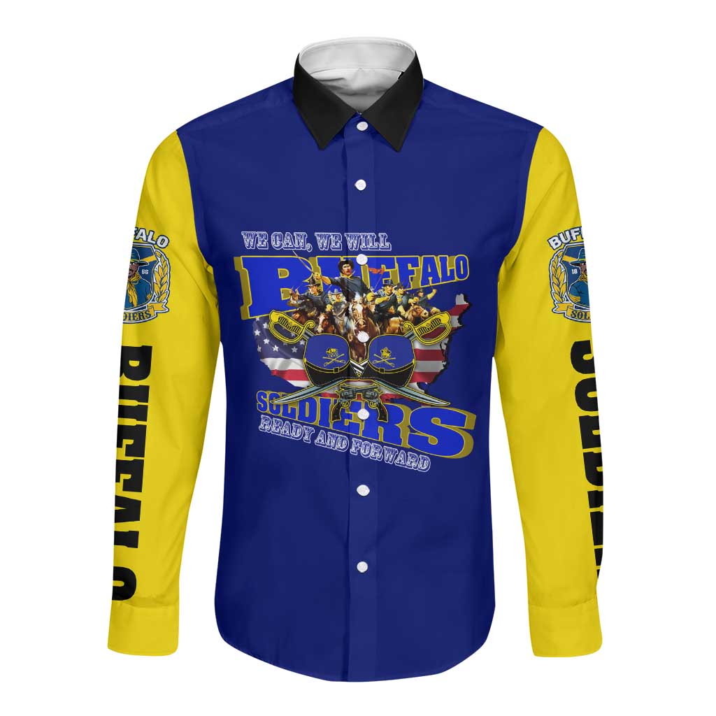 We Can We Will Buffalo Soldiers Long Sleeve Button Shirt Us Army Ready and Forward