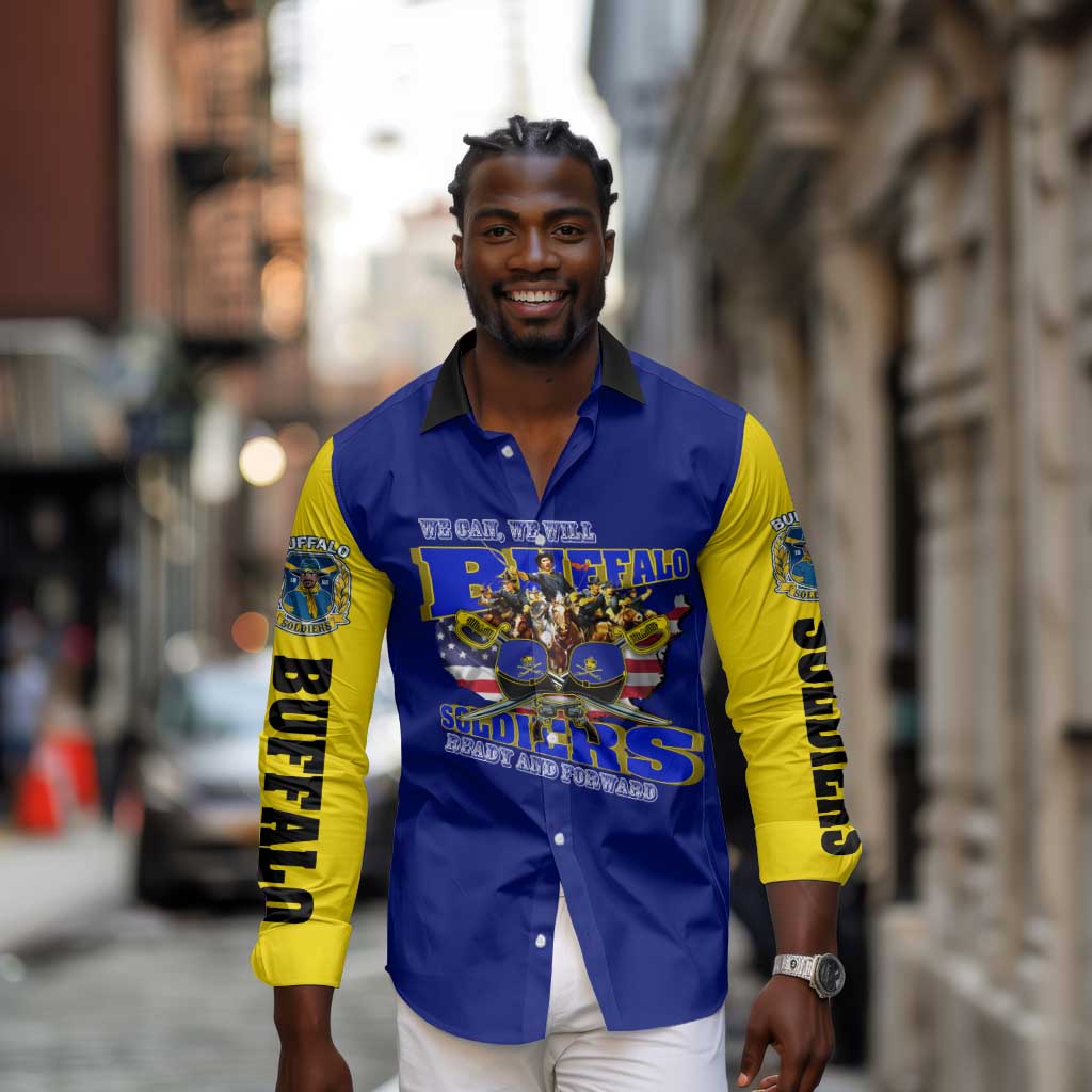 We Can We Will Buffalo Soldiers Long Sleeve Button Shirt Us Army Ready and Forward