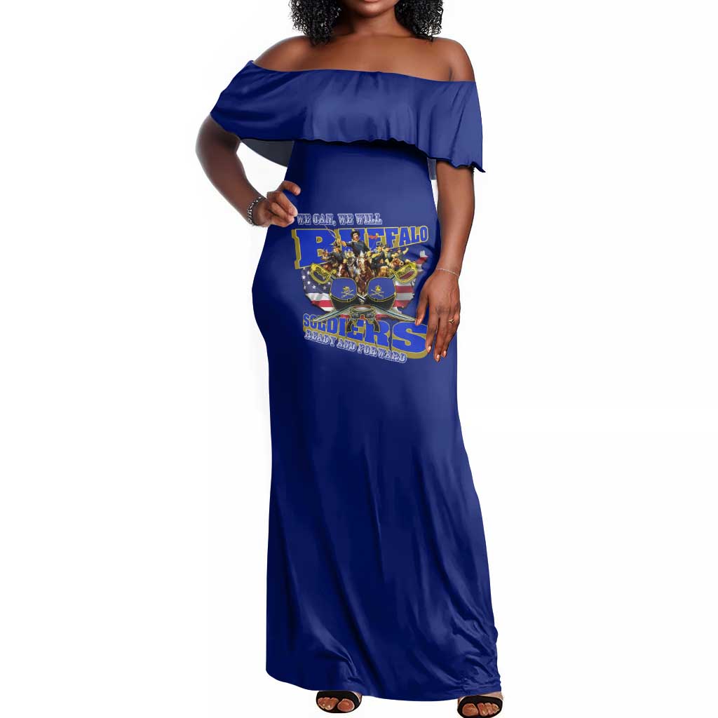 We Can We Will Buffalo Soldiers Off Shoulder Maxi Dress Us Army Ready and Forward