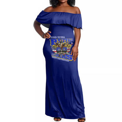 We Can We Will Buffalo Soldiers Off Shoulder Maxi Dress Us Army Ready and Forward