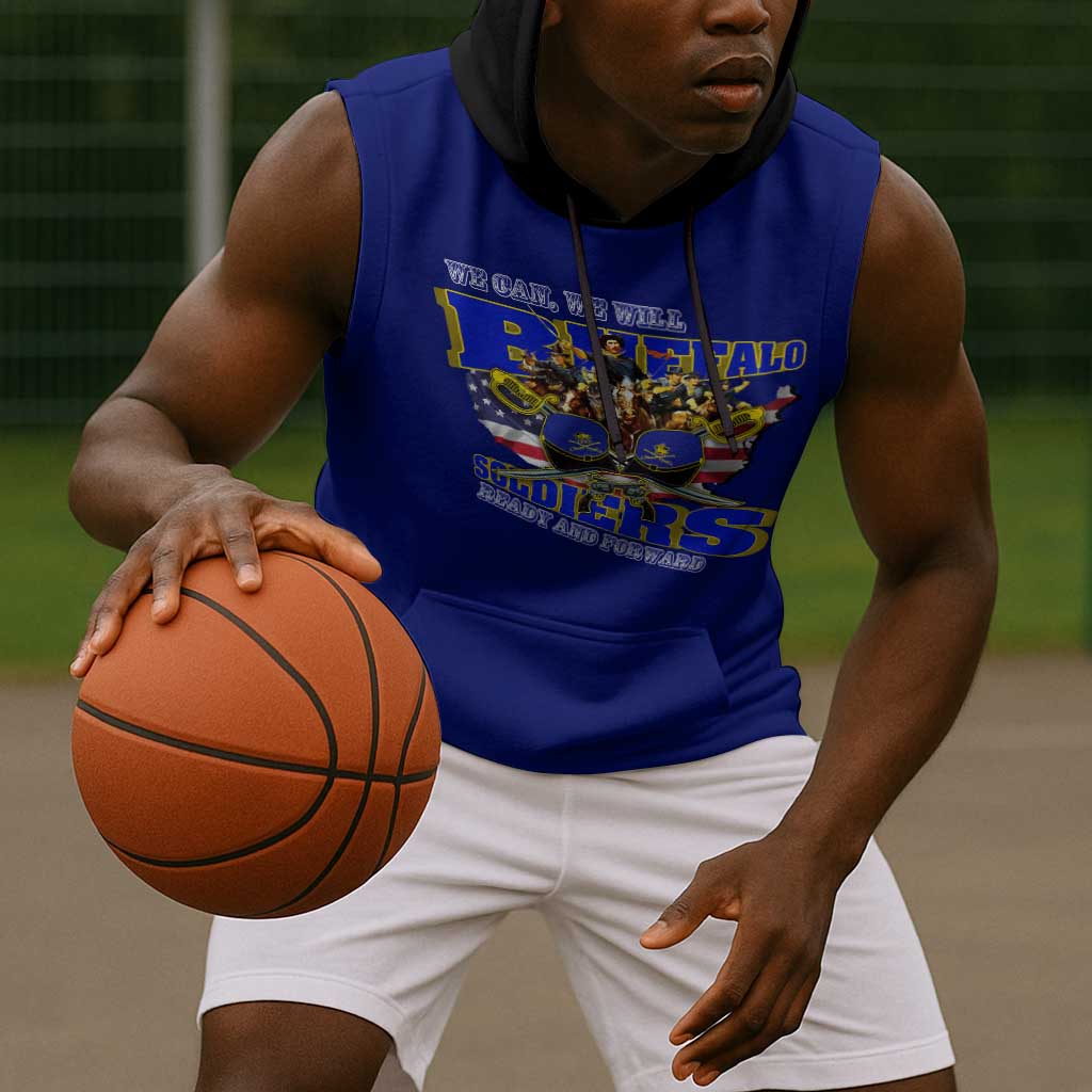 We Can We Will Buffalo Soldiers Sleeveless Hoodie Us Army Ready and Forward - African Pride