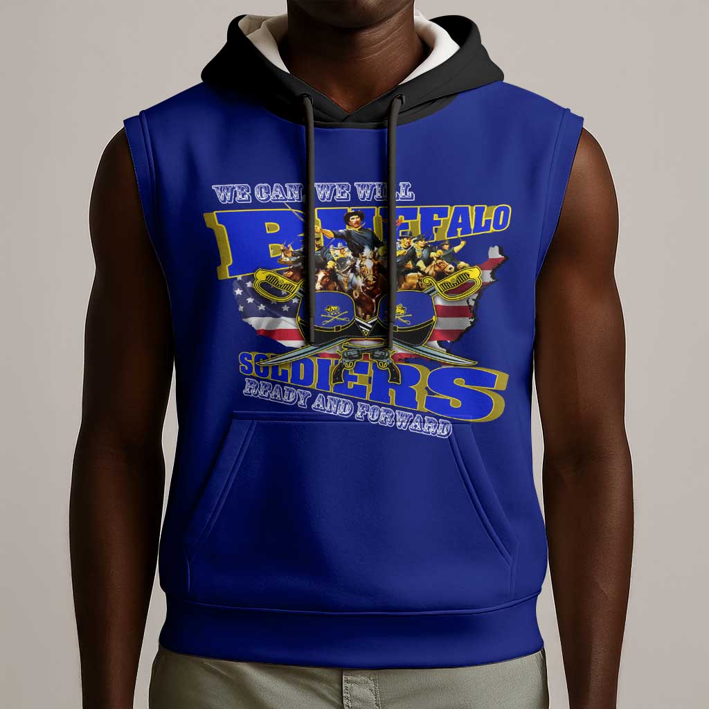 We Can We Will Buffalo Soldiers Sleeveless Hoodie Us Army Ready and Forward - African Pride