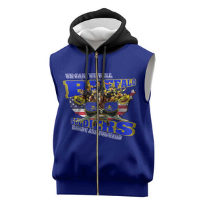 We Can We Will Buffalo Soldiers Sleeveless Zip Hoodie Us Army Ready and Forward - African Pride