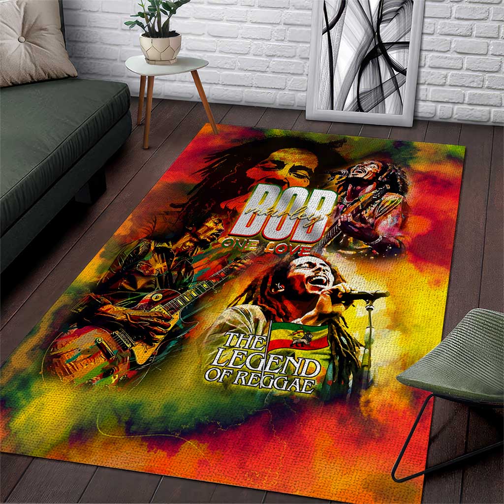 The Legend of Reggae One Love Area Rug Bob Colorful Art by AfricanPride