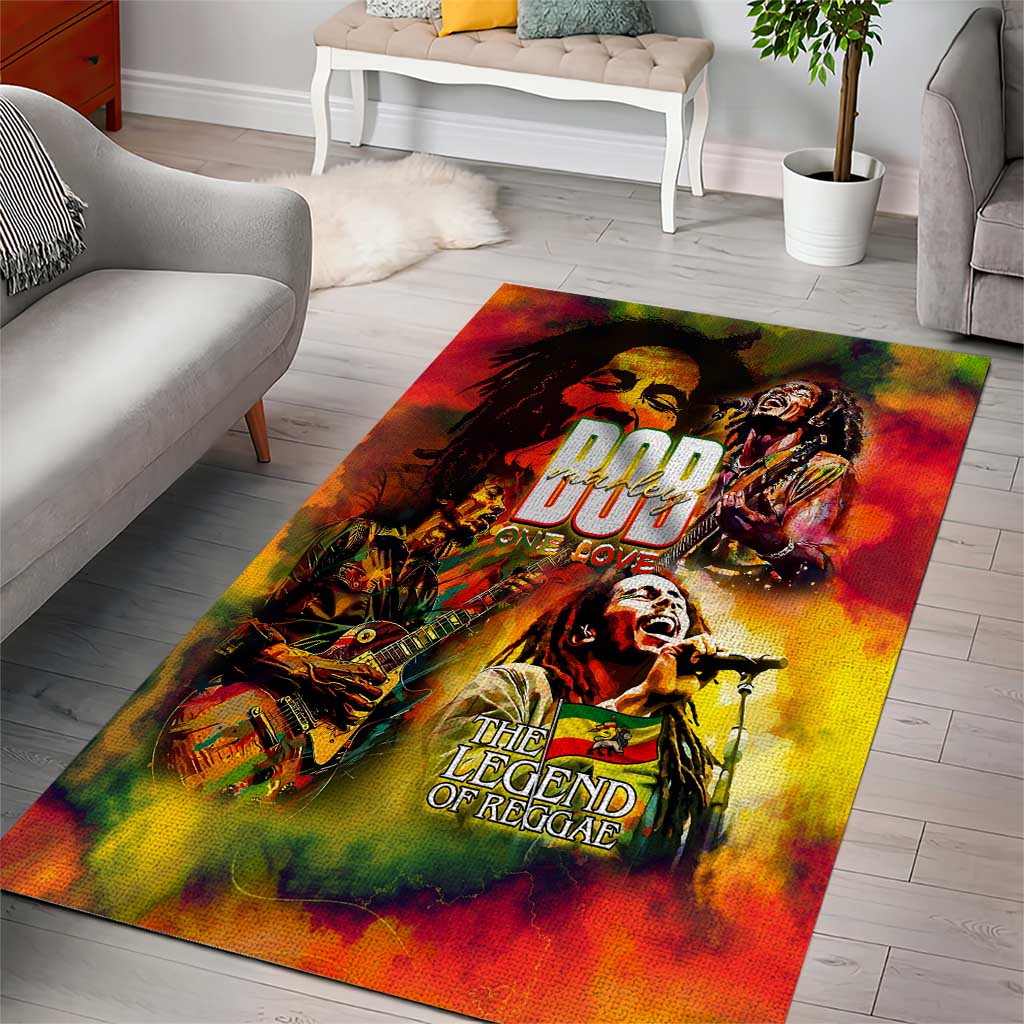 The Legend of Reggae One Love Area Rug Bob Colorful Art