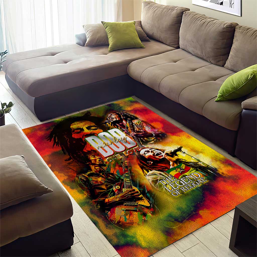 The Legend of Reggae One Love Area Rug Bob Colorful Art