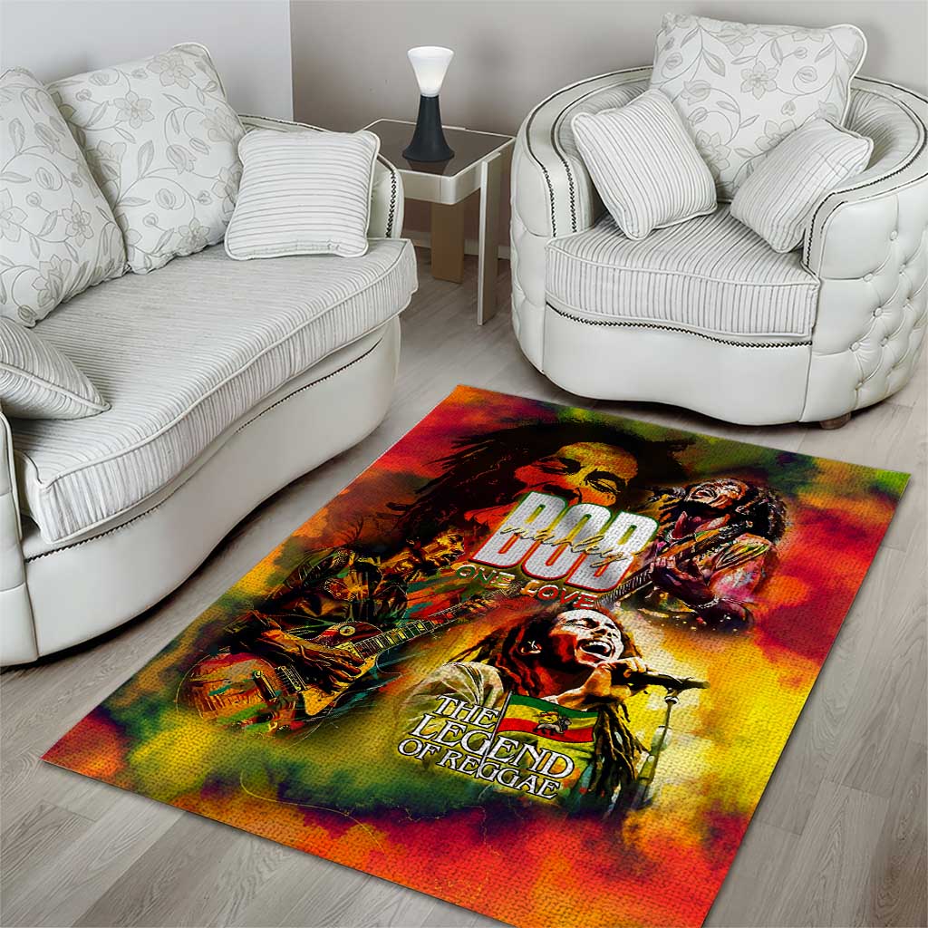 The Legend of Reggae One Love Area Rug Bob Colorful Art