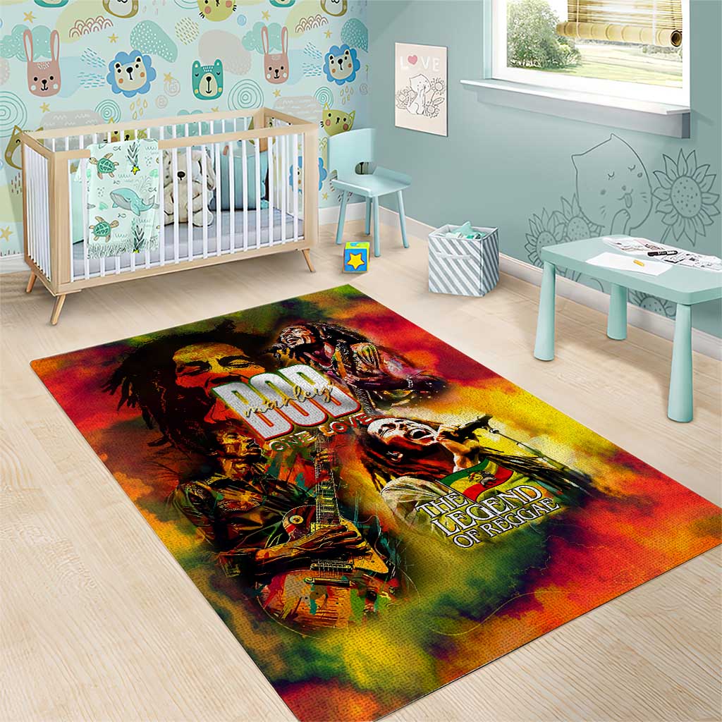 The Legend of Reggae One Love Area Rug Bob Colorful Art