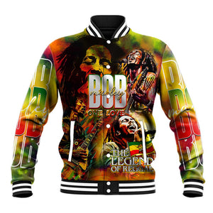 The Legend of Reggae One Love Baseball Jacket Bob Colorful Art