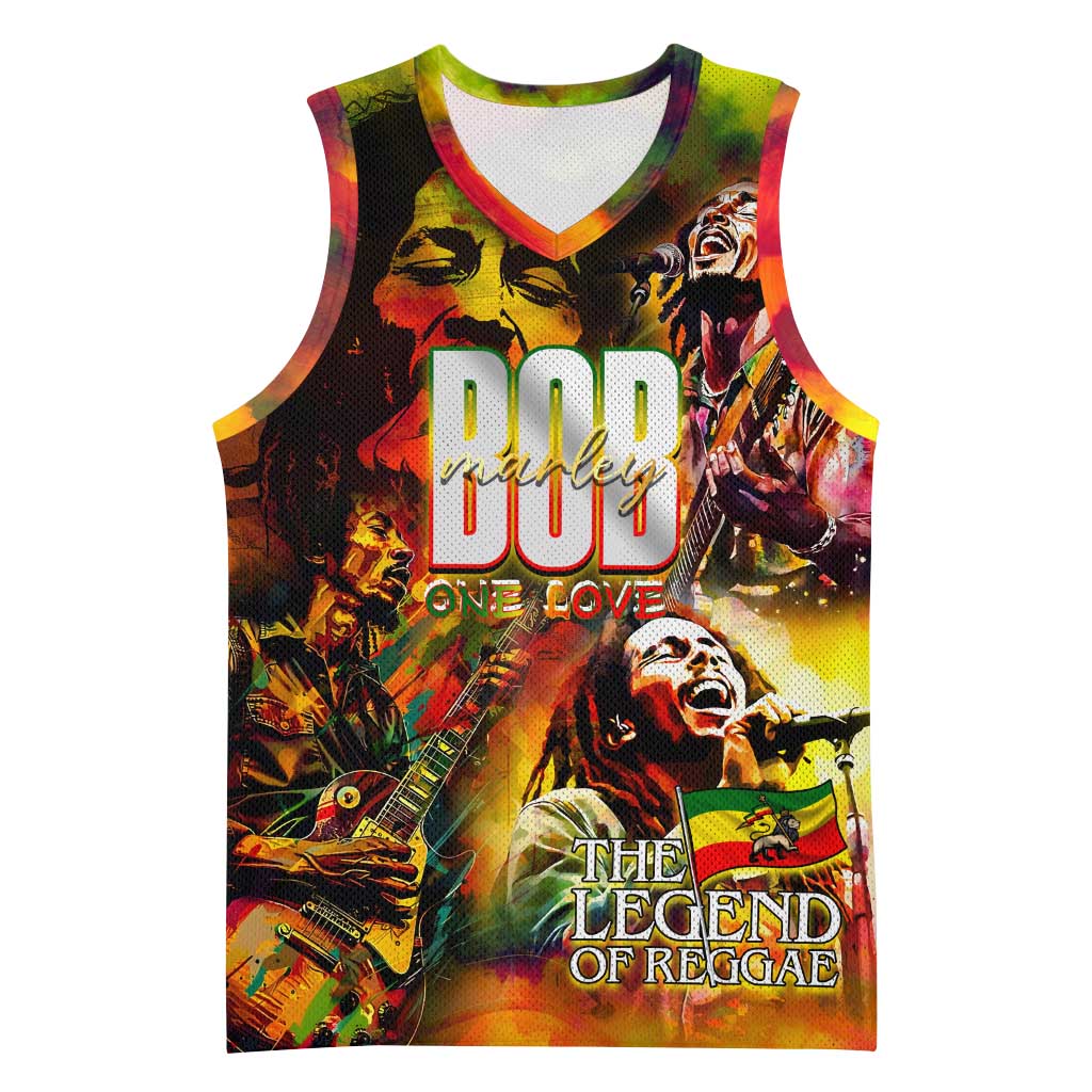 The Legend of Reggae One Love Basketball Jersey Bob Colorful Art - African Pride