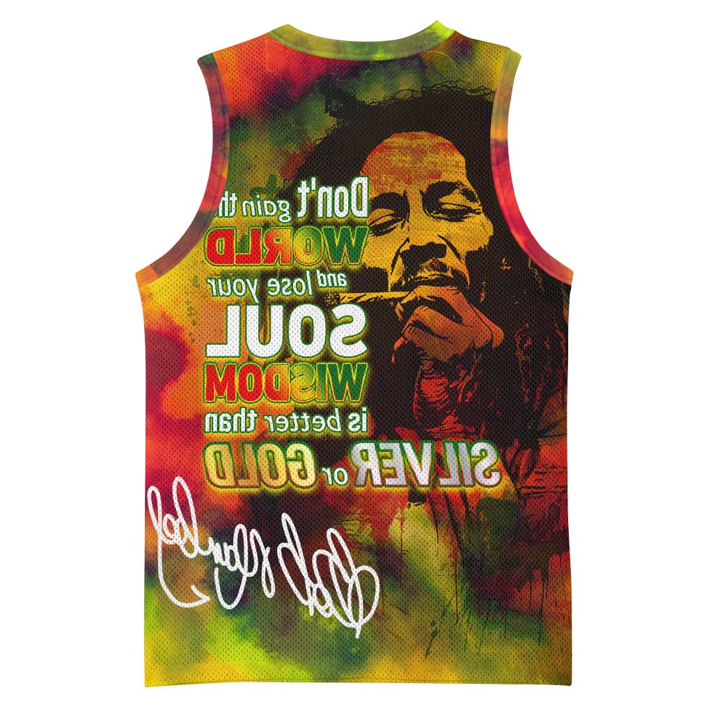 The Legend of Reggae One Love Basketball Jersey Bob Colorful Art - African Pride