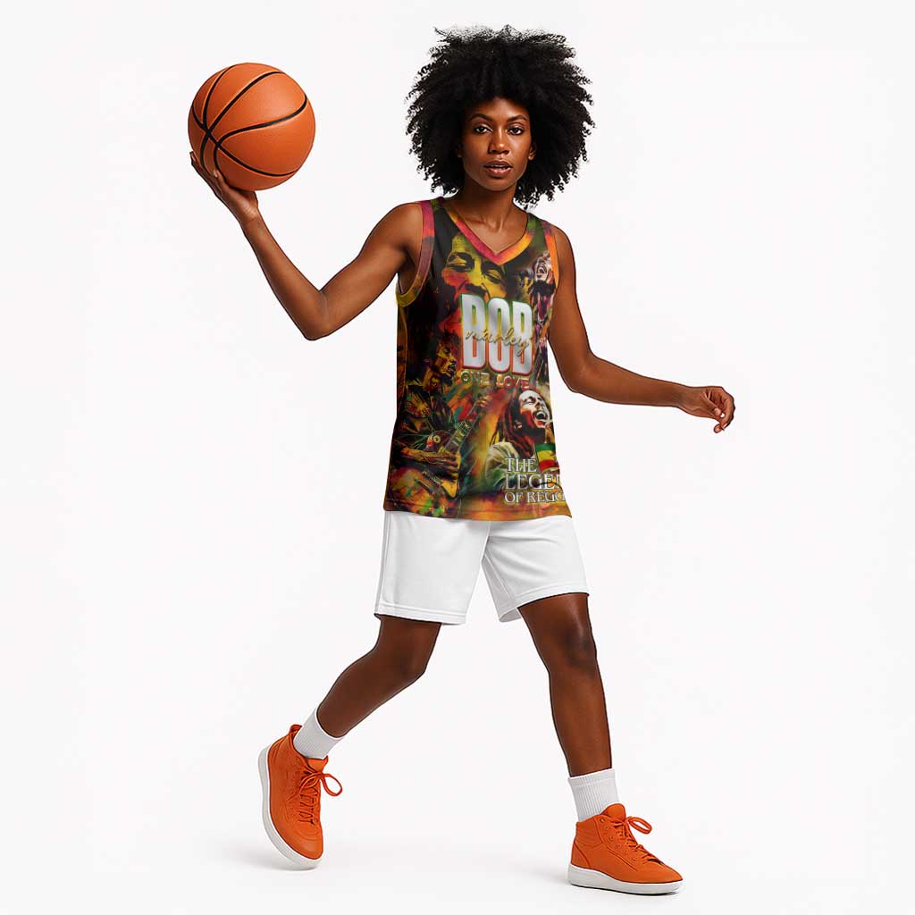 The Legend of Reggae One Love Basketball Jersey Bob Colorful Art - African Pride