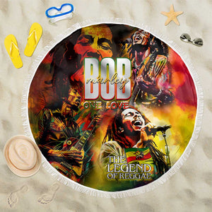 The Legend of Reggae One Love Beach Blanket Bob Colorful Art