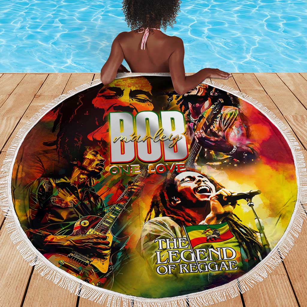 The Legend of Reggae One Love Beach Blanket Bob Colorful Art
