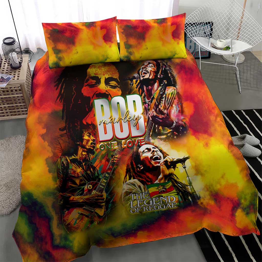 The Legend of Reggae One Love Bedding Set Bob Colorful Art