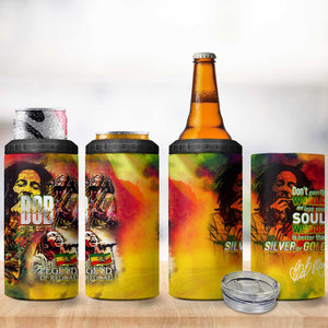 The Legend of Reggae One Love 4 in 1 Can Cooler Tumbler Bob Colorful Art