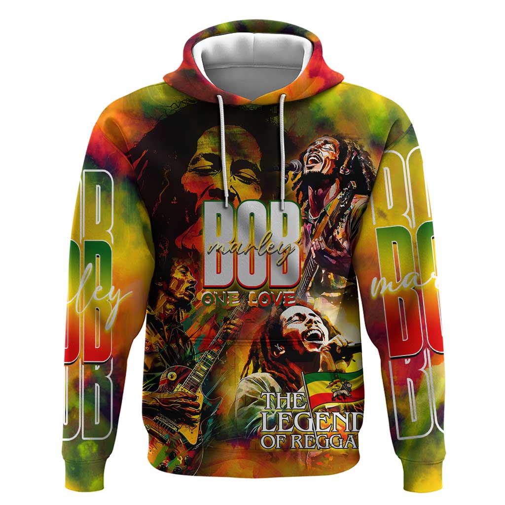 The Legend of Reggae One Love Hoodie Bob Colorful Art
