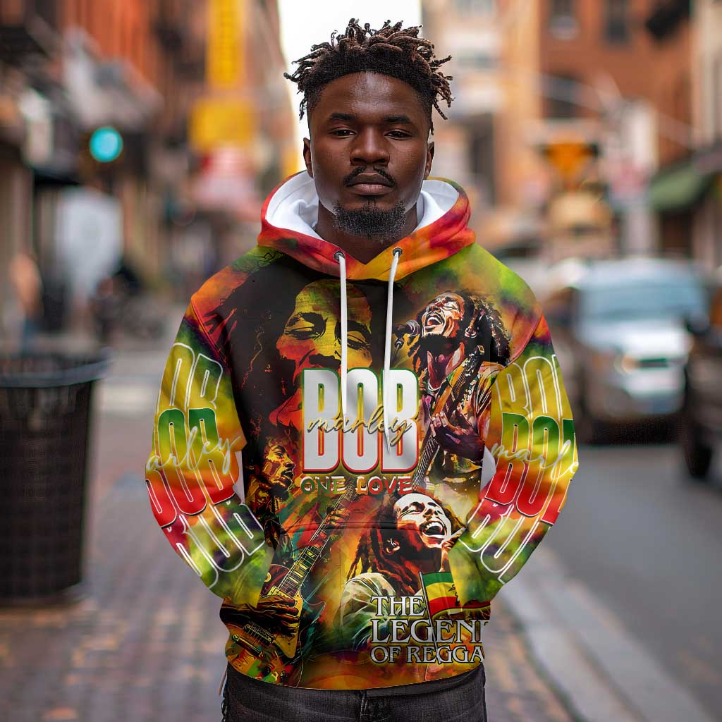 The Legend of Reggae One Love Hoodie Bob Colorful Art