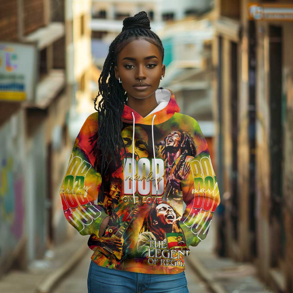 The Legend of Reggae One Love Hoodie Bob Colorful Art