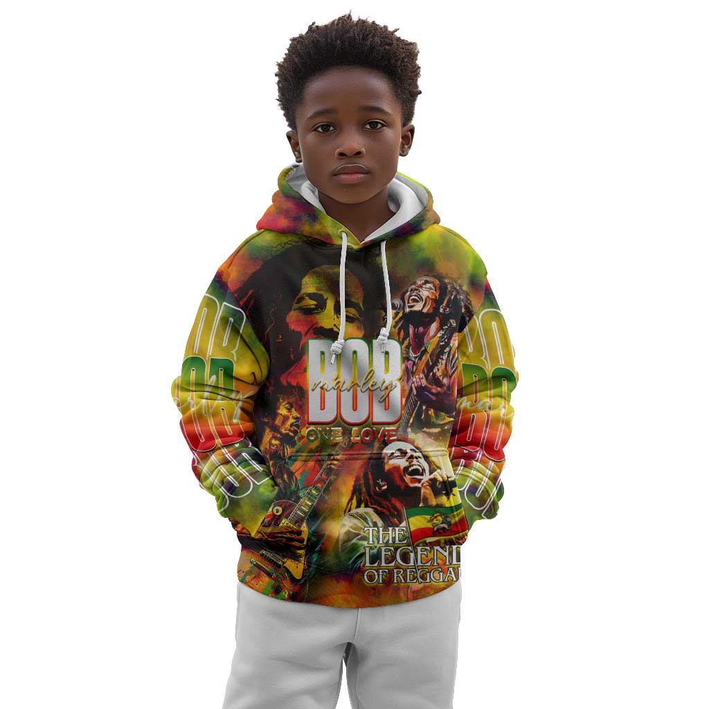The Legend of Reggae One Love Kid Hoodie Bob Colorful Art