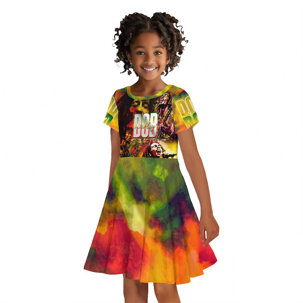The Legend of Reggae One Love Kid Short Sleeve Dress Bob Colorful Art