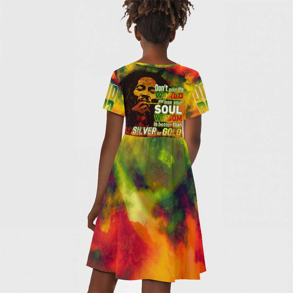 The Legend of Reggae One Love Kid Short Sleeve Dress Bob Colorful Art