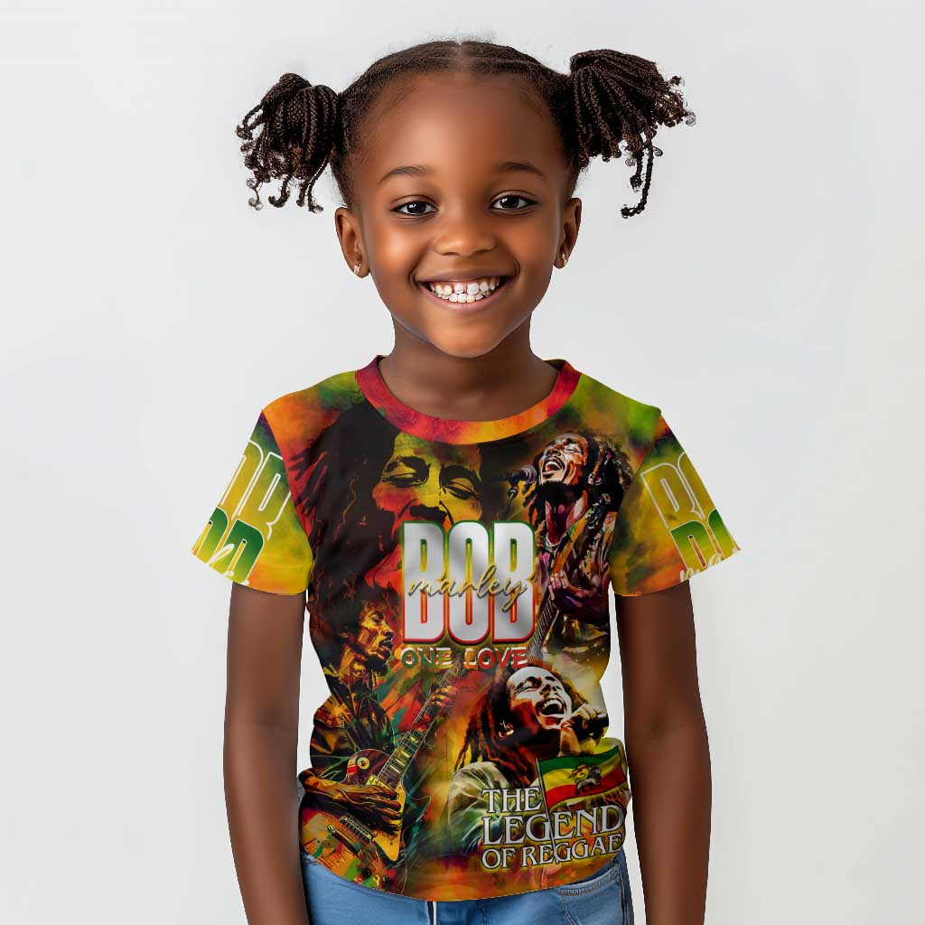 The Legend of Reggae One Love Kid T shirt Bob Colorful Art