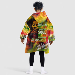 The Legend of Reggae One Love Kid Wearable Blanket Hoodie Bob Colorful Art