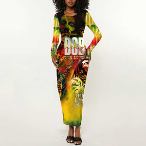 The Legend of Reggae One Love Long Sleeve Bodycon Dress Bob Colorful Art