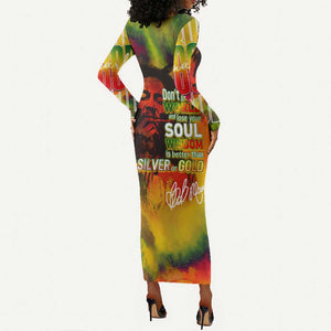 The Legend of Reggae One Love Long Sleeve Bodycon Dress Bob Colorful Art