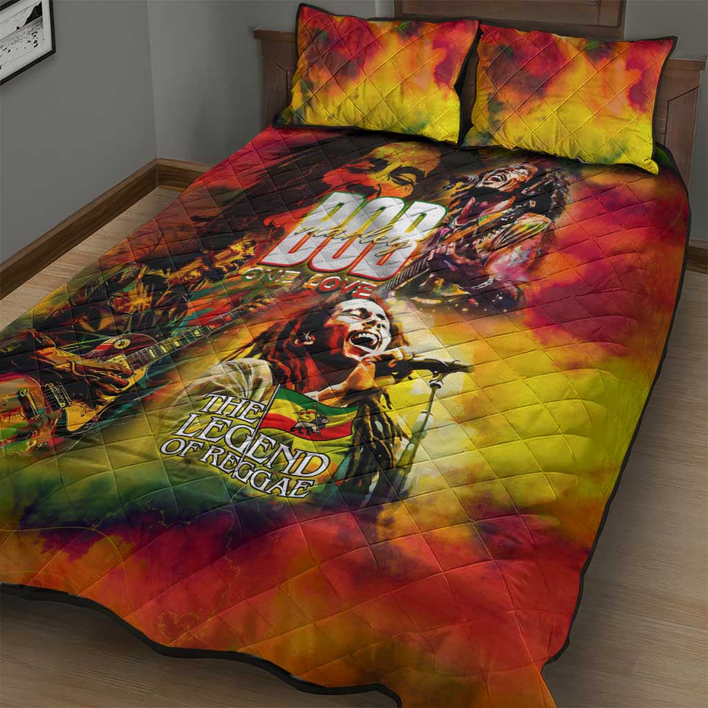 The Legend of Reggae One Love Quilt Bed Set Bob Colorful Art