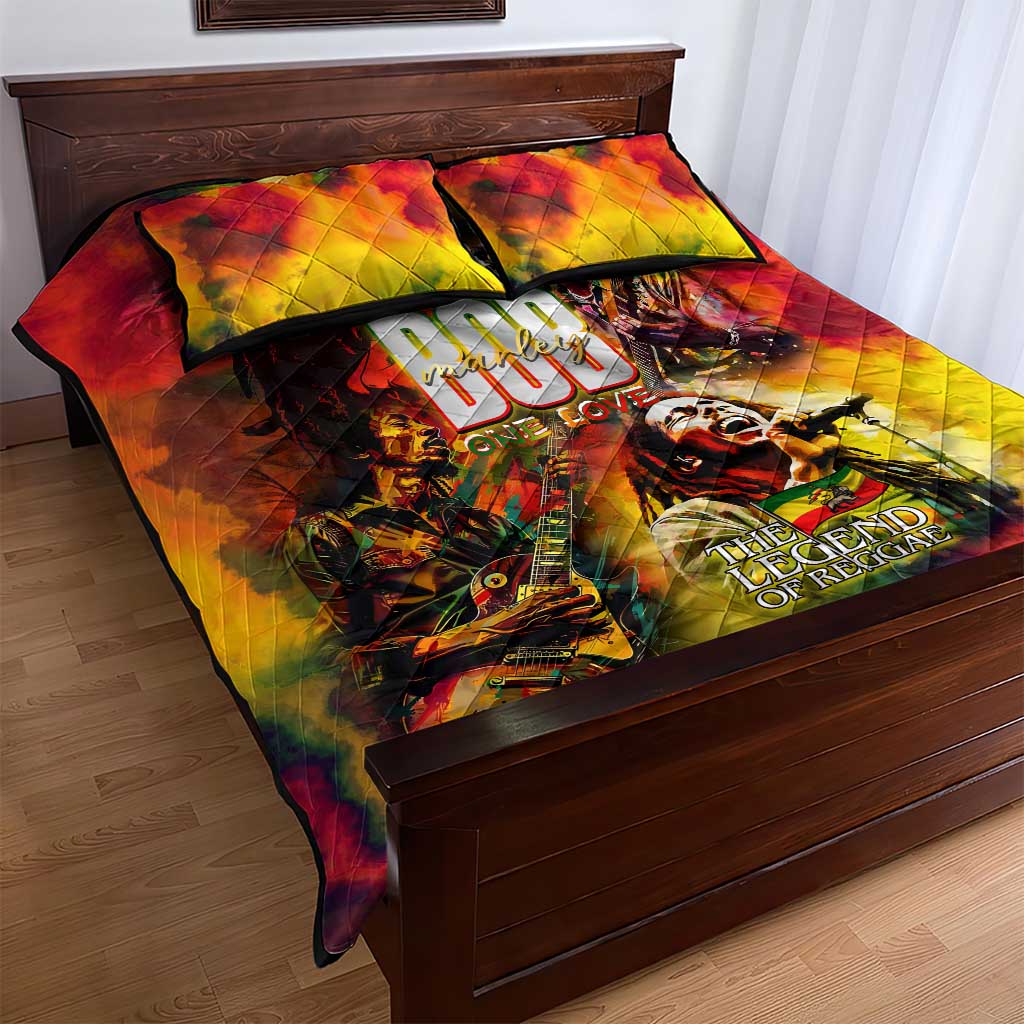 The Legend of Reggae One Love Quilt Bed Set Bob Colorful Art