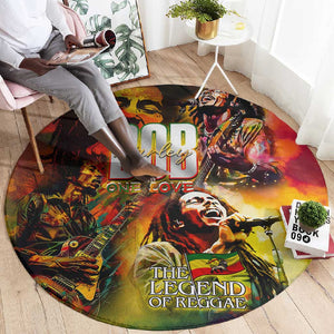 The Legend of Reggae One Love Round Carpet Bob Colorful Art