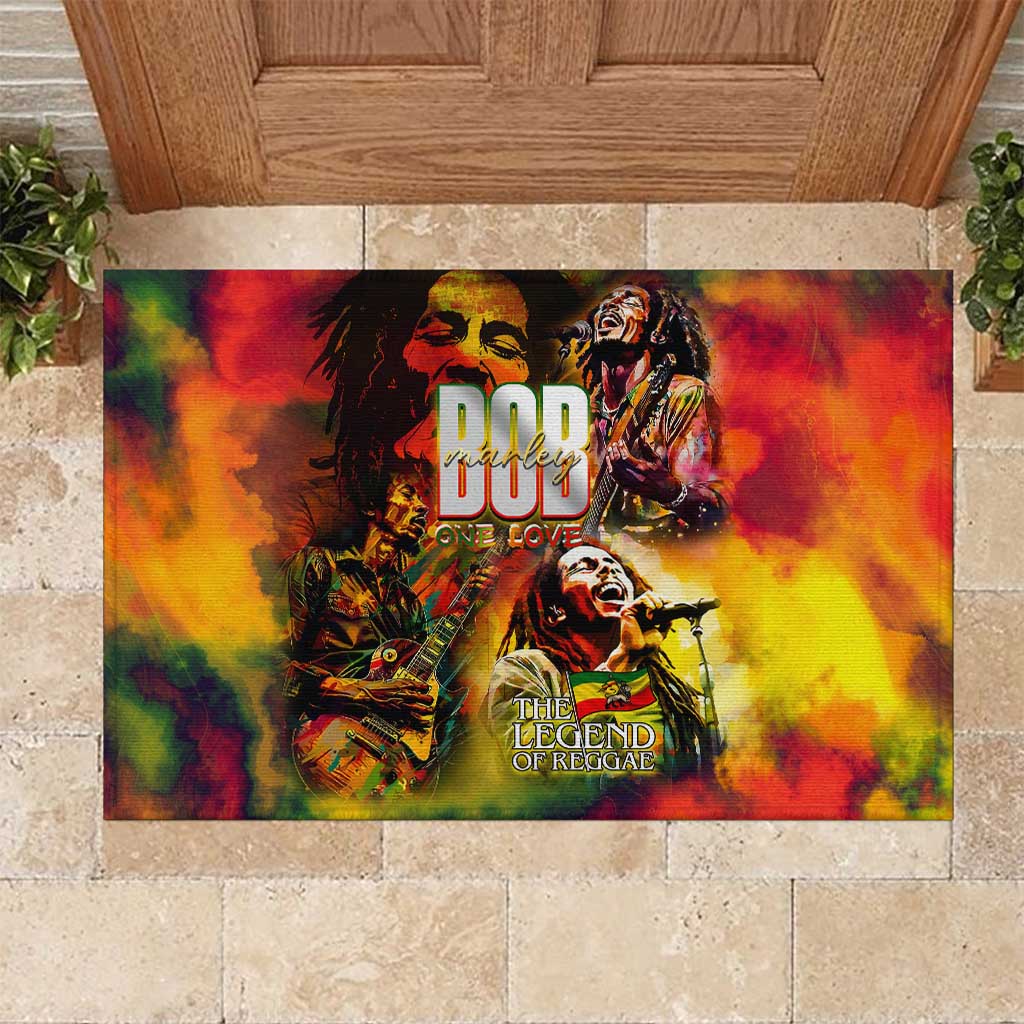 The Legend of Reggae One Love Rubber Doormat Bob Colorful Art