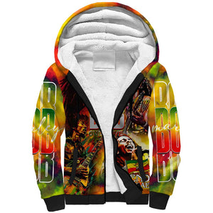 The Legend of Reggae One Love Sherpa Hoodie Bob Colorful Art