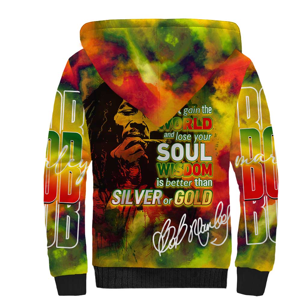 The Legend of Reggae One Love Sherpa Hoodie Bob Colorful Art