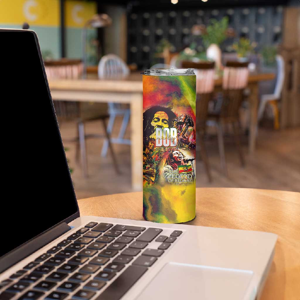 The Legend of Reggae One Love Skinny Tumbler Bob Colorful Art