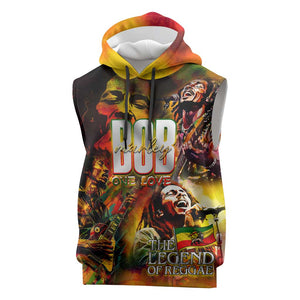 The Legend of Reggae One Love Sleeveless Hoodie Bob Colorful Art - African Pride