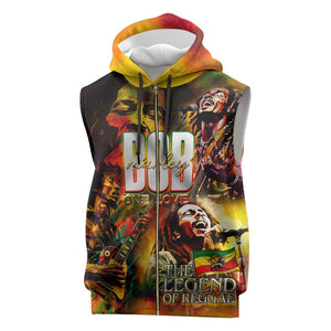 The Legend of Reggae One Love Sleeveless Zip Hoodie Bob Colorful Art - African Pride